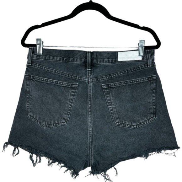 RE/DONE High Rise Washed Black Cut Off Denim Shorts Size 30 - Picture 6 of 12